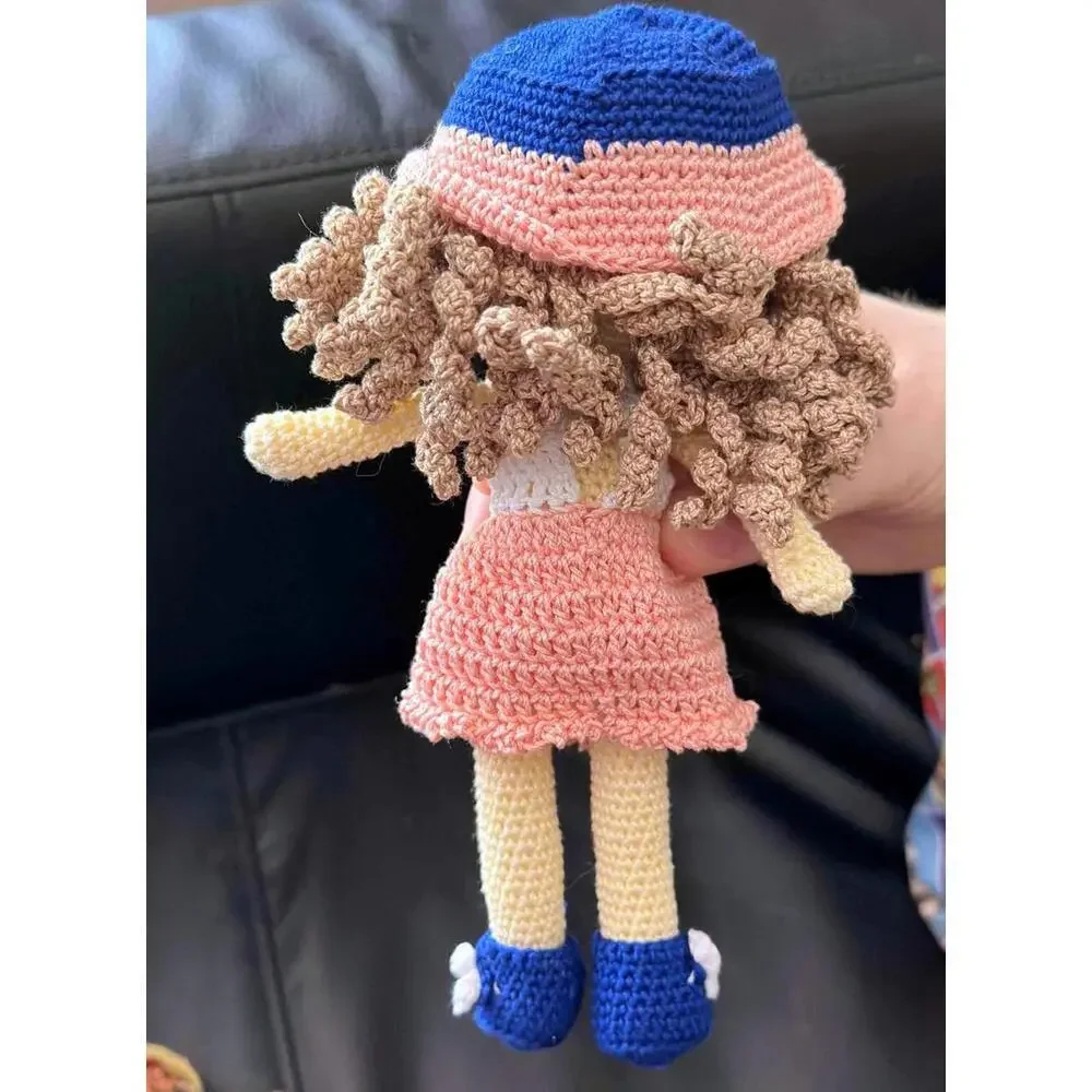 Fashion City Girl Doll Crochet Pearl Dress Handmade Plush Amigurumi